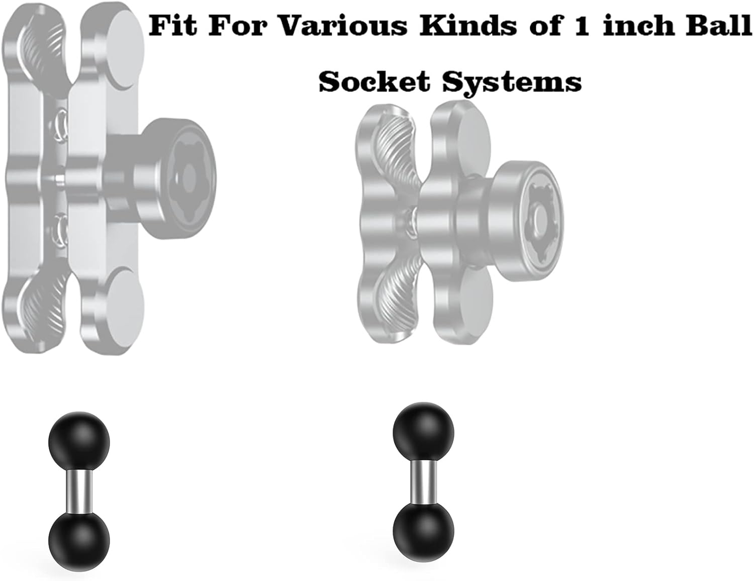 Ball Adapter Ball Mount Double Heads 25.4Mm(1-Inch) Compatible with RAM Dual Ball Socket Arms GPS Brackets (R11-1PC) image number 2