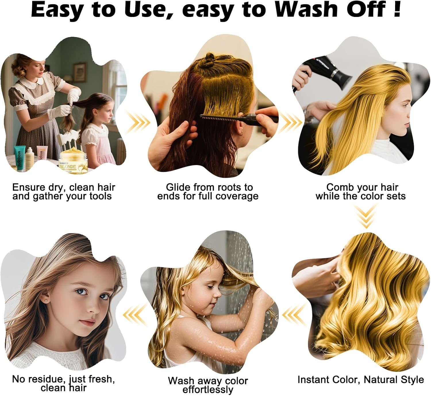 Gold Hair Wax 100G &ndash; Temporary Hair Colour for Men, Women & Teens &ndash; Washable Styling Clay Mud, Instant Hair Dye for Parties, Cosplay, Halloween, Festivals & Daily Looks Lonstin Hair Color Wax image number 3