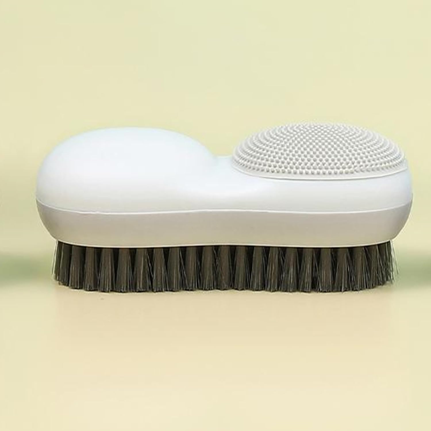 Two-Sided Laundry Stain Remover Brush, Soft Bristle for Scrubbing Out Tough Stains on Wool Cashmere Delicate Fabrics Knits Cotton Leather, Easy to Grip Hand Washing Clothes Brushes (White)