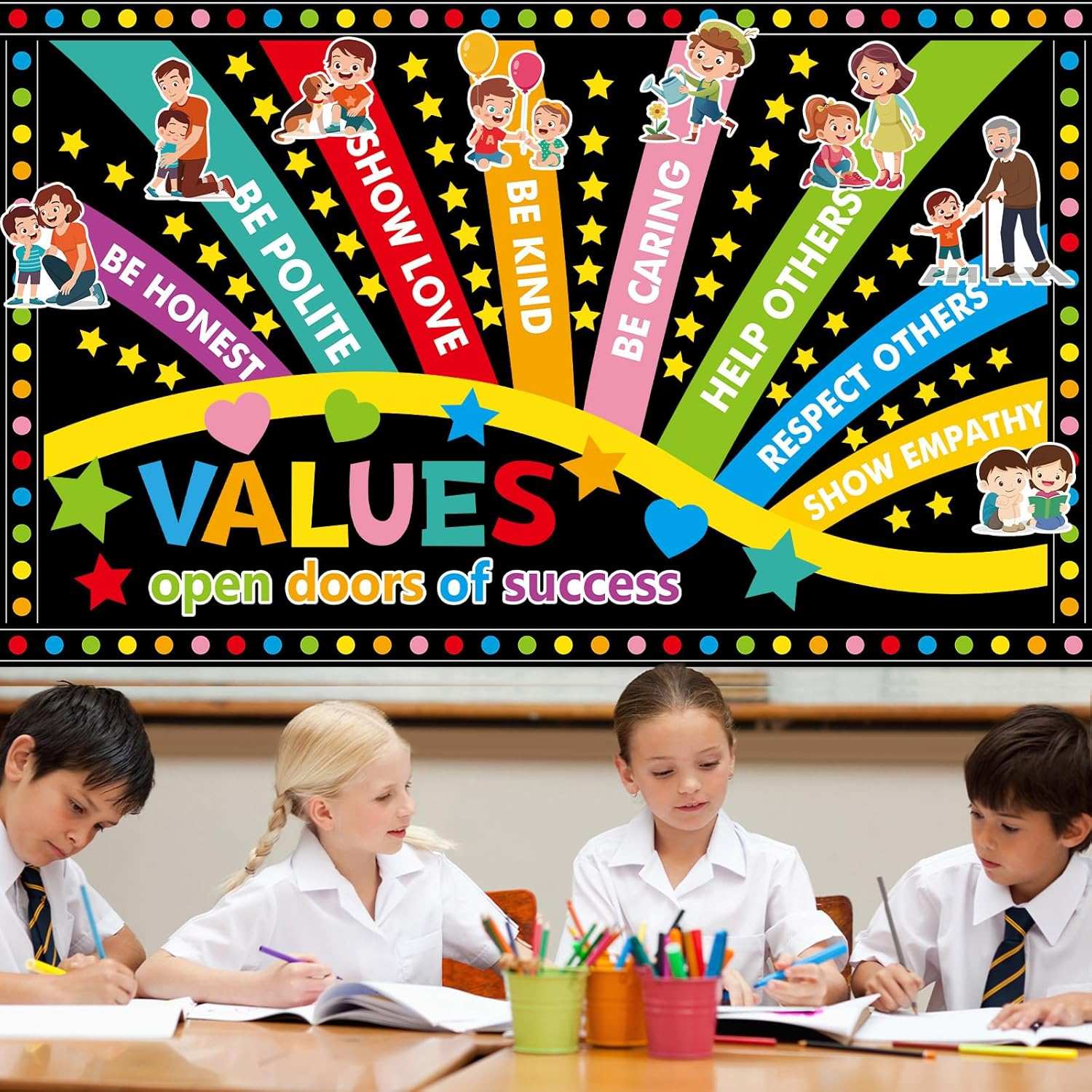 Affirmation Station Bulletin Board Set Values Open Doors of Success Classroom Decorations Positive Sayings Accents Paper Cutouts Back to School Bulletin Board for Nursery Chalkboard Wall Door Decor image number 3