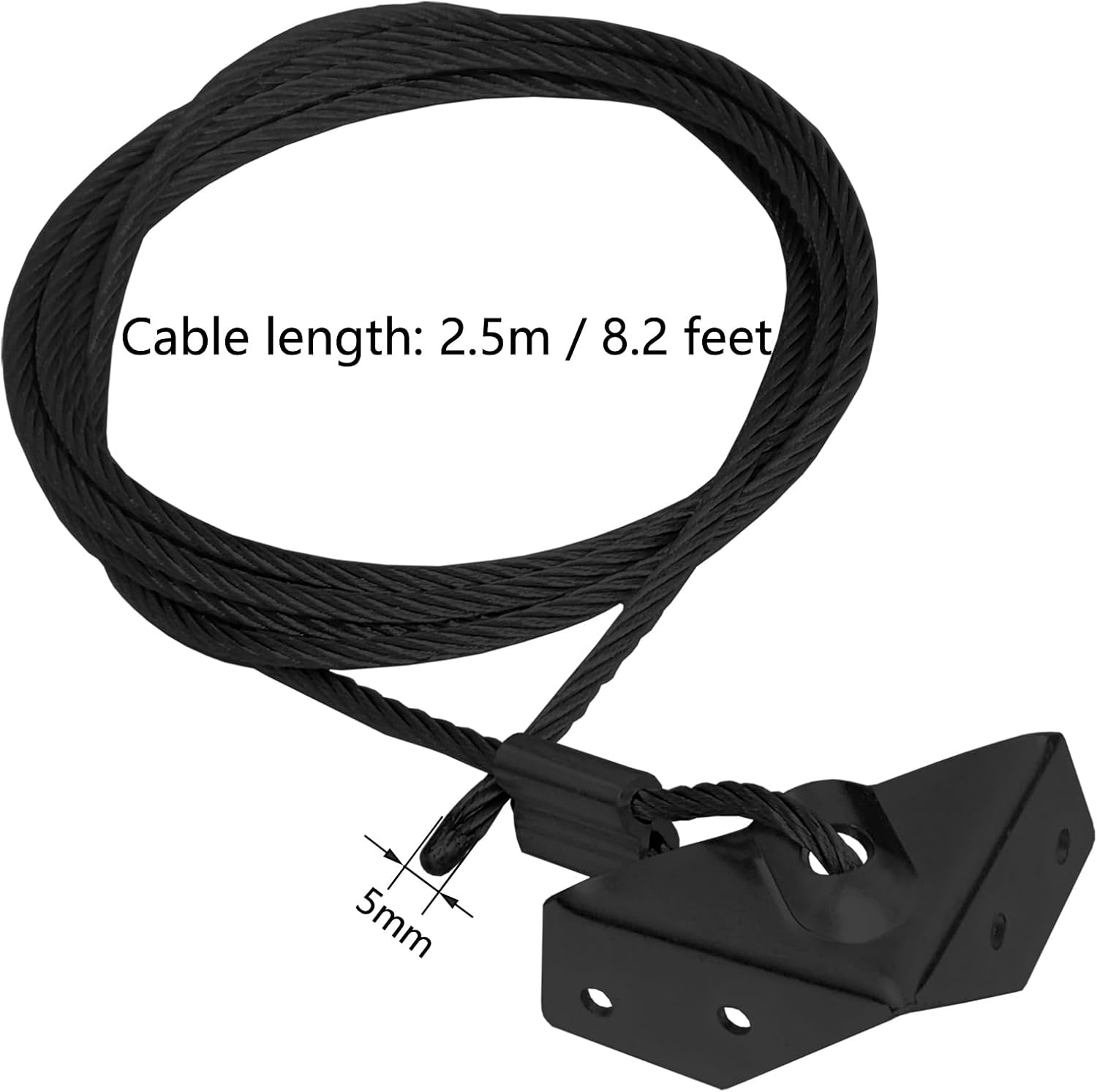 Supporting Alloy Steel Anti-Sag Gate Cable Kits for for Outdoor Wooden Fence Gate Door Support, Diameter 5Mm, Length 2.5M(8.2 Feet) (4, Black) - 4, Black image number 5