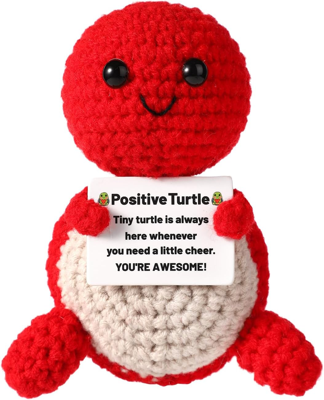 Positive Turtle, Mini Knitted Turtle Positive Turtle Crochet Positive Crochet Animals Knitted Wool Doll Crochet Turtle for Motivational Gift Party Decoration(Red) image number 5