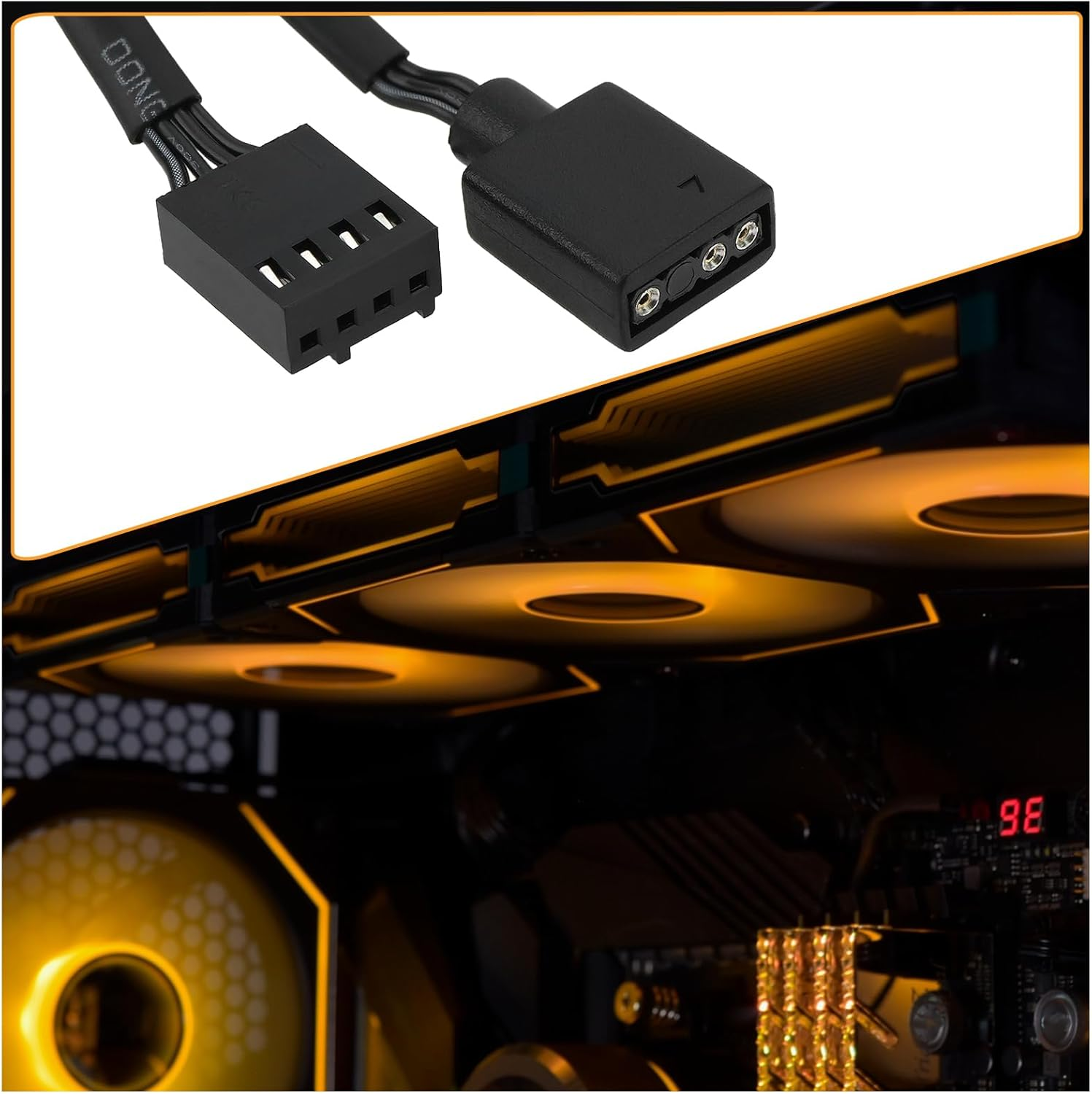 YINETTECH 5V 3-Pin Argb / 4-Pin PWM Fan to Motherboard Connector Computer Fan-To-Motherboard Adapter Cable Compatible with Lian Li SL I-Nfinity UNI Fan image number 1