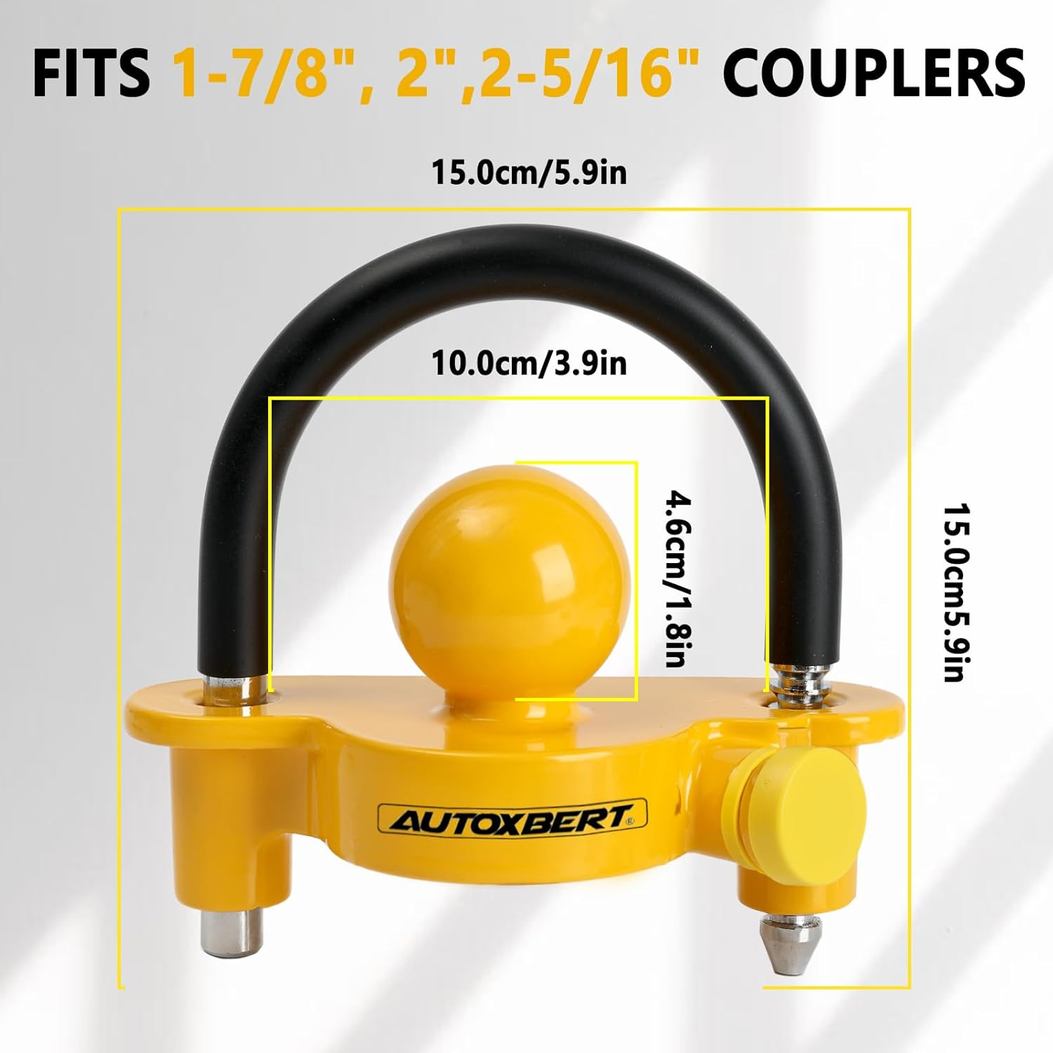 Universal Trailer Coupler Lock Anti-Theft Ball Hitch Trailer Lock Adjustable Security Heavy Duty Caravan Lock Fits 1-7/8",2&rdquo;, 2-5/16" with Protective Cover and Keys image number 6