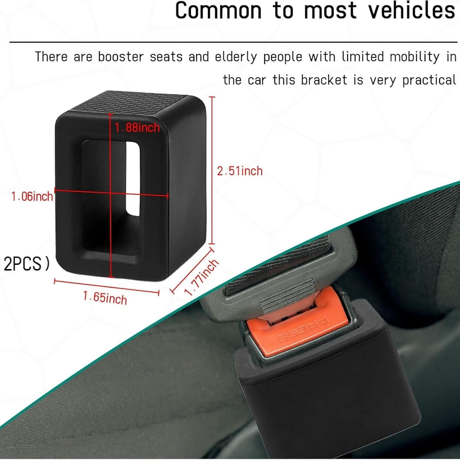 2PCS Seat Belt Buckle Holder, Silicone Auto Rear Seatbelt Buckle Booster to Makes Receptacle Stand Upright for Easy Access, Universal Vehicle Seatbelt Buckle for Kids （Black） image number 3