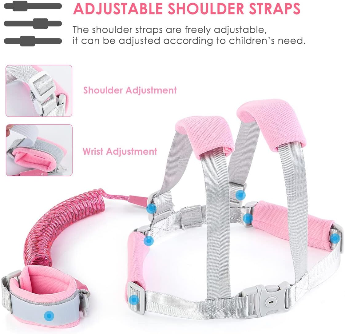 Yuehuam Toddler Leash & Harness for Girls Child Safety Wristband Leash anti Lost Wrist Link for Toddlers Reflective Kid Harness with Leash Walking Leash with Lock image number 2