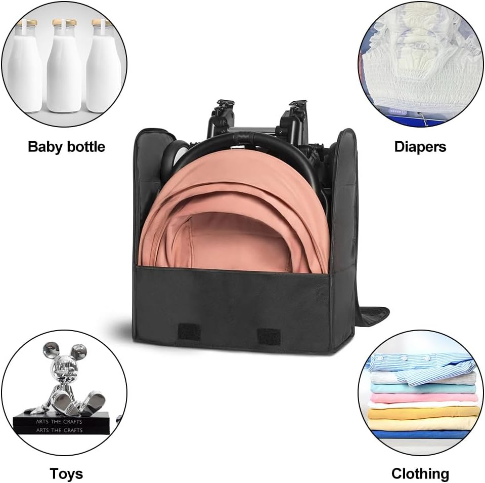 CHAOFLIGHT Stroller Storage Bag Black Compatible with Babyzen Yoyo Stroller Accessories Pram Travel Backpack Large(19 * 19 * 9 In) image number 4