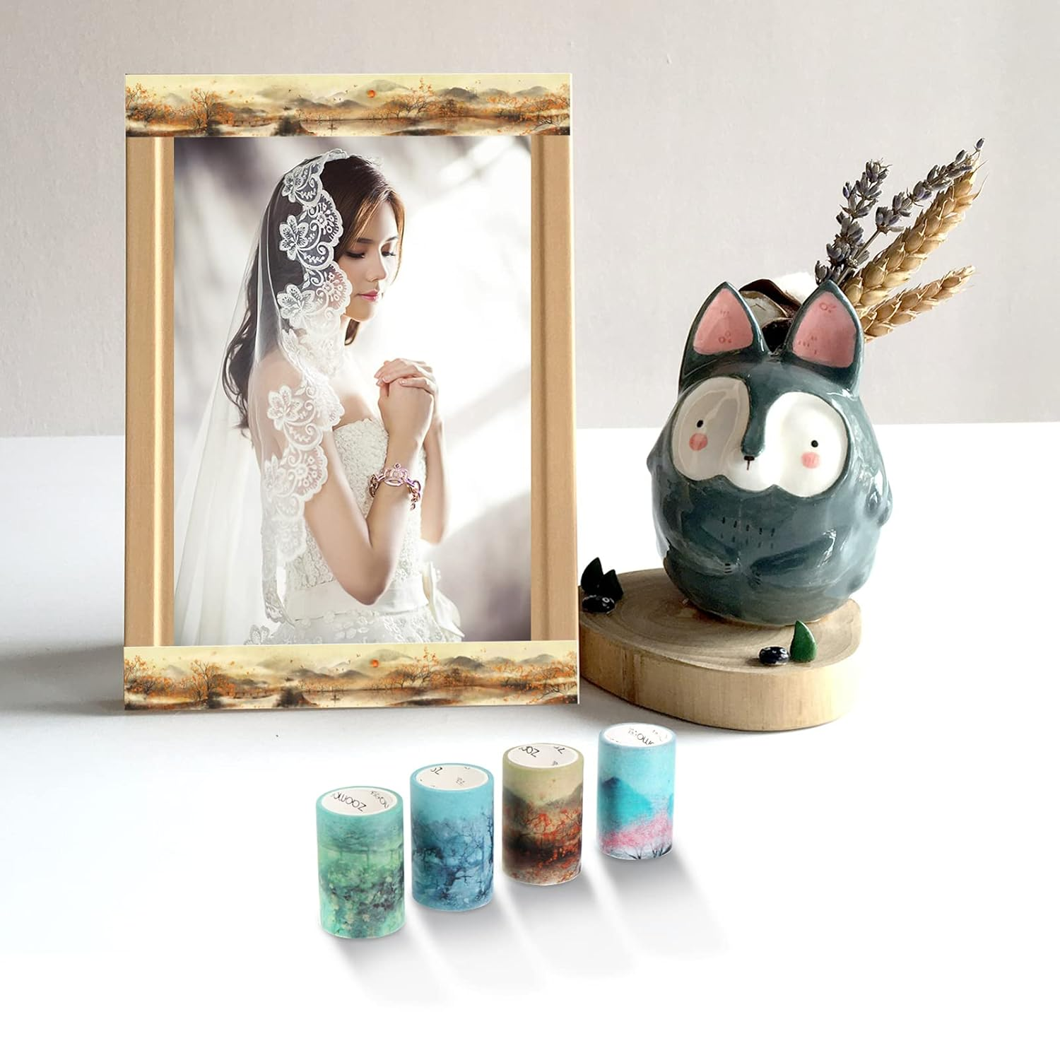 SEWACC 4Rolls Decorative Washi Tape for Crafts Journal and Scrapbook Supplies Random Watercolor Scenery Designs Suitable for Adults and Boys and Girls Adhesive and Non-Residue image number 1