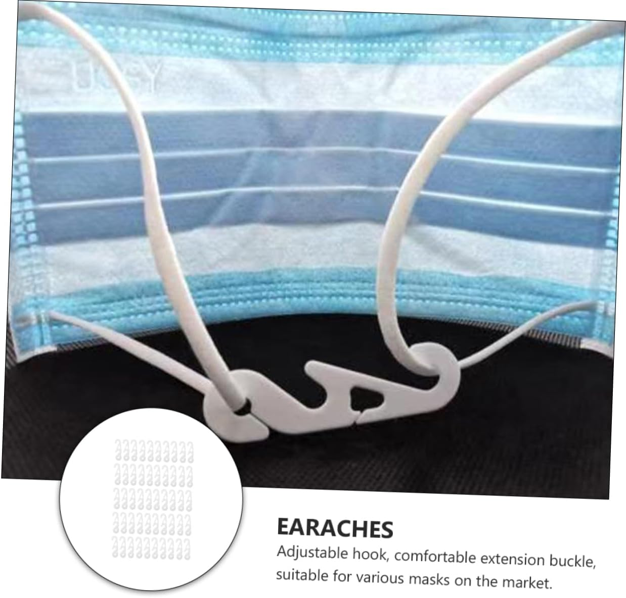 FRCOLOR 50Pcs Ear Strap Extender Buckles Hook Adjustable Ear Rope Band Buckle for White Long-Length Set for Comfortable Covering image number 5