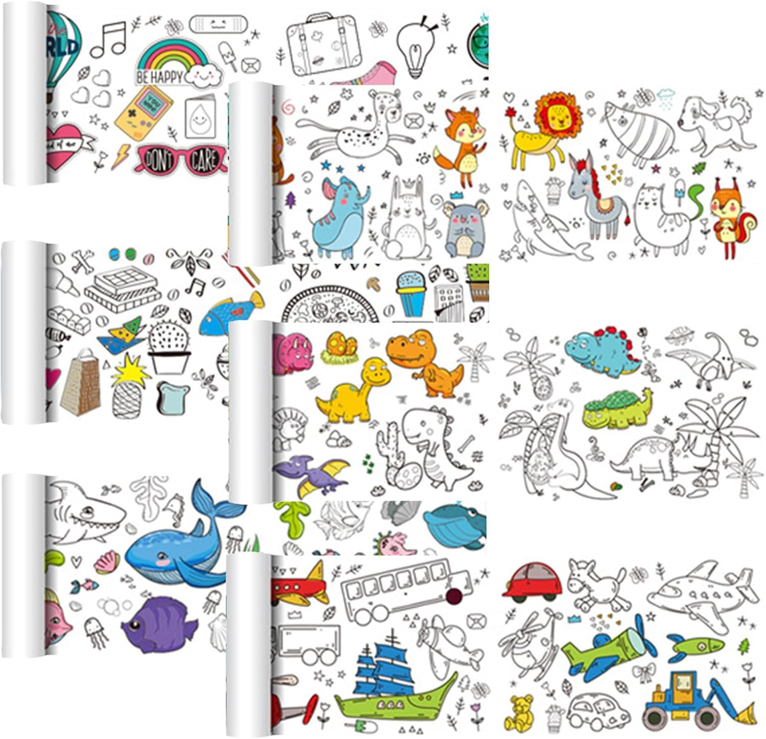 Set of 6 Children'S Painting Rolls (30 X 90 Cm) - 6 Themes Cuttable Drawing Roll, DIY Colouring Paper, Creative Colouring Templates for Children, Ideal for Craft Activities and Wall/Window Decoration image number 4