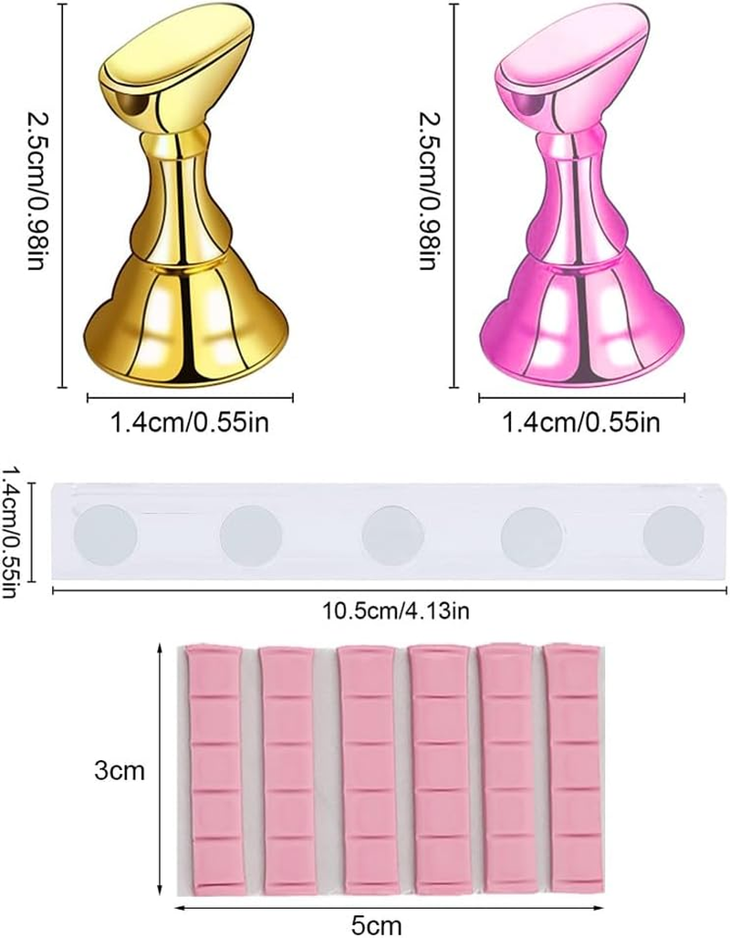 2 Sets Magnetic Nail Tips Holder, Acrylic Nail Stand, Acrylic Nail Art Practice Stand, Nail Practice Stand with Adhesive Clay for DIY Nail Art Stand, False Nail Tip, Manicure Tool image number 2