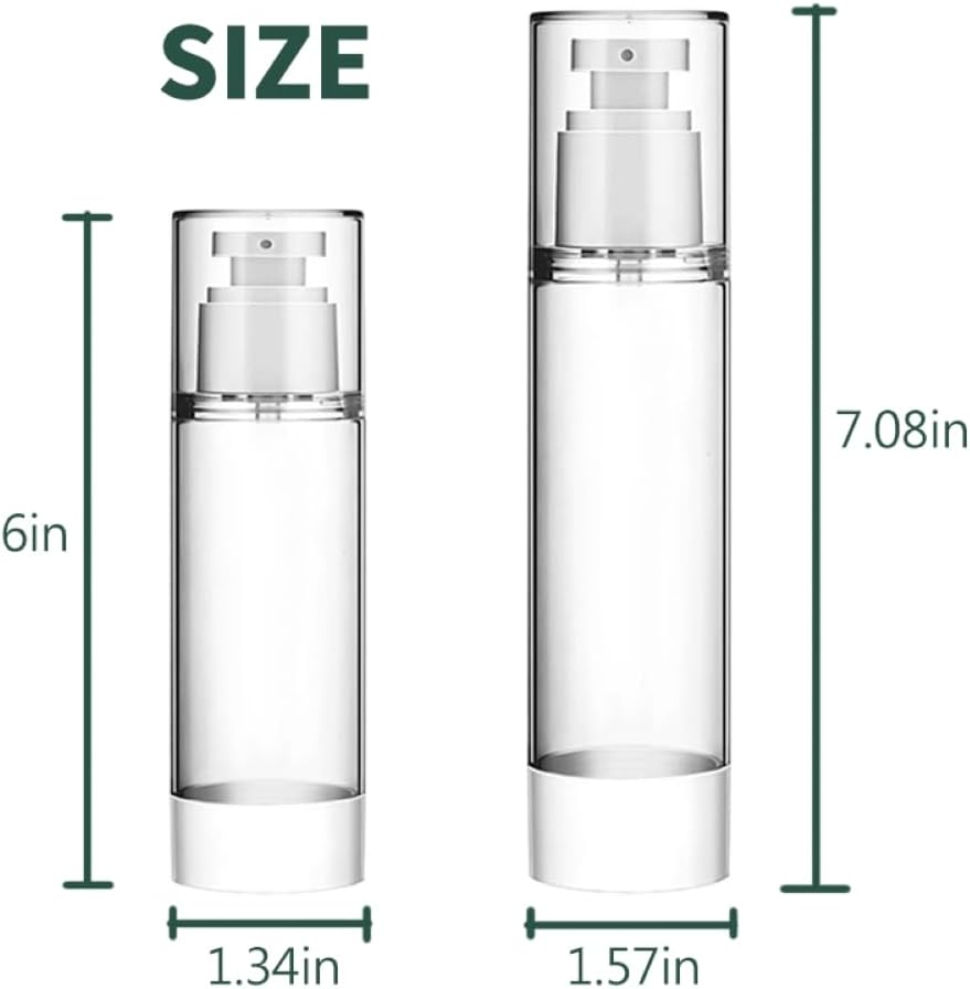 JOWILIN Clear Airless Fine Mist Spray Bottles, 2 Pcs 3.4Oz/100Ml and 2 Pcs 1.7Oz/50Ml Refillable Dispenser Container, Travel Size Empty Plastic Bottle for Perfume, Makeup Toner, Essential Oils, Hair image number 2
