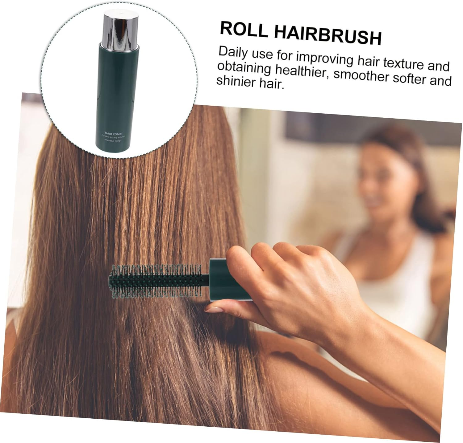 2Pcs Retractable Small Hair Brush for Blow Drying Styling Roller Hairbrush for Women and Curly Hair Compact Travel Hairbrush