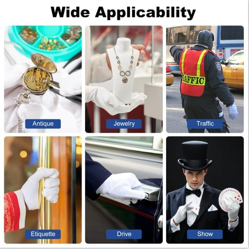 3 Pairs White Cotton Gloves, Premium Cotton Gloves for Dry Hands Sleeping, White Gloves for Moisturizing Hands Women and Men, Cloth Gloves for Eczema, Spa Glove for Lotion Overnight by Htaexpu image number 6