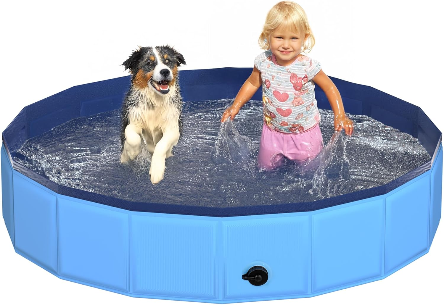 CACSPS Foldable Dog Pet Bath Pool-48 Blue image number 4