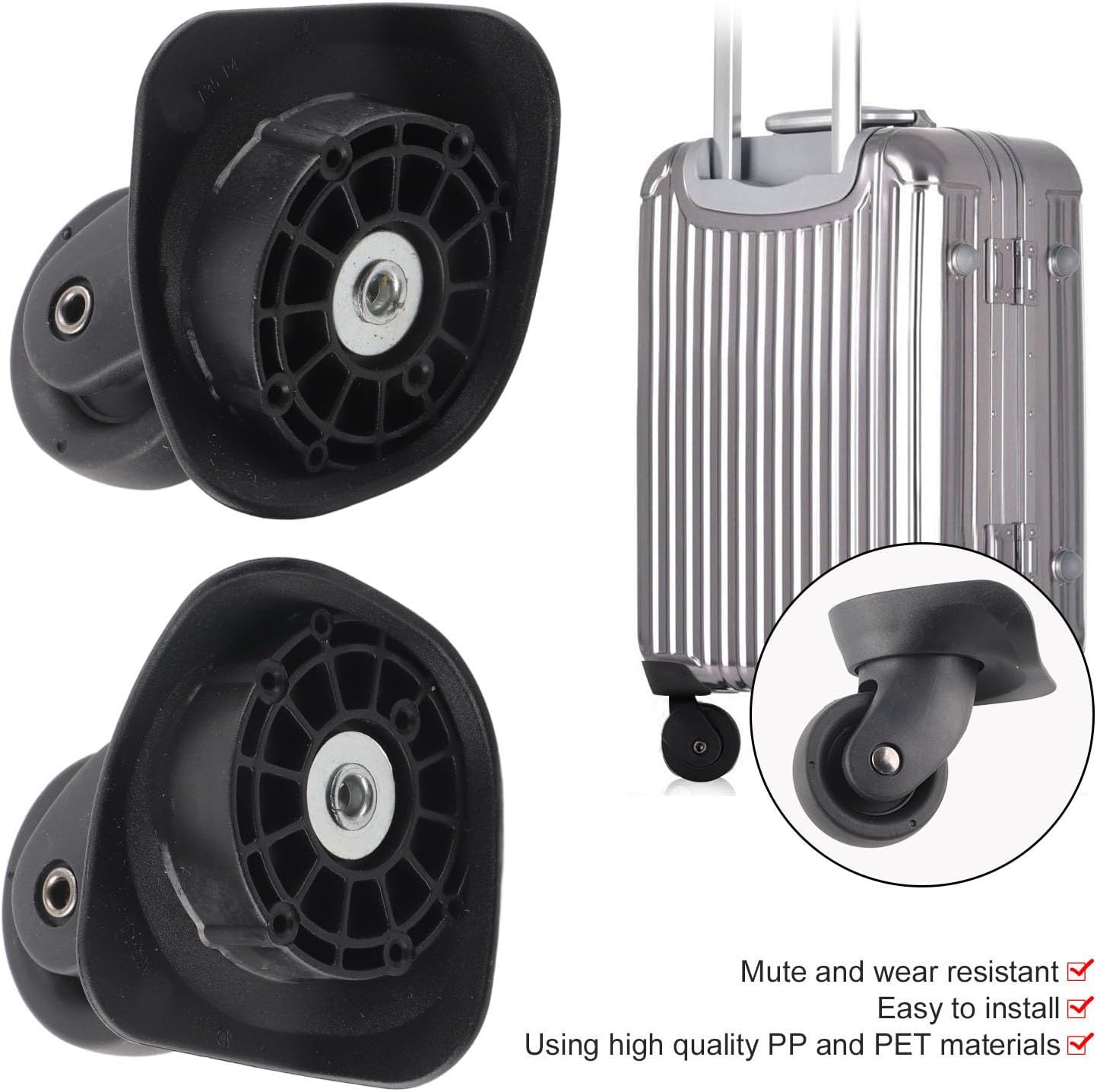 1 Pair A35 Luggage Mute Replacement Wheel, Suitcase Replacement Wheels, Swivel Suitcase Luggage Casters, Suitcase Trolley Wheel for Travel Suitcase Replacement image number 6