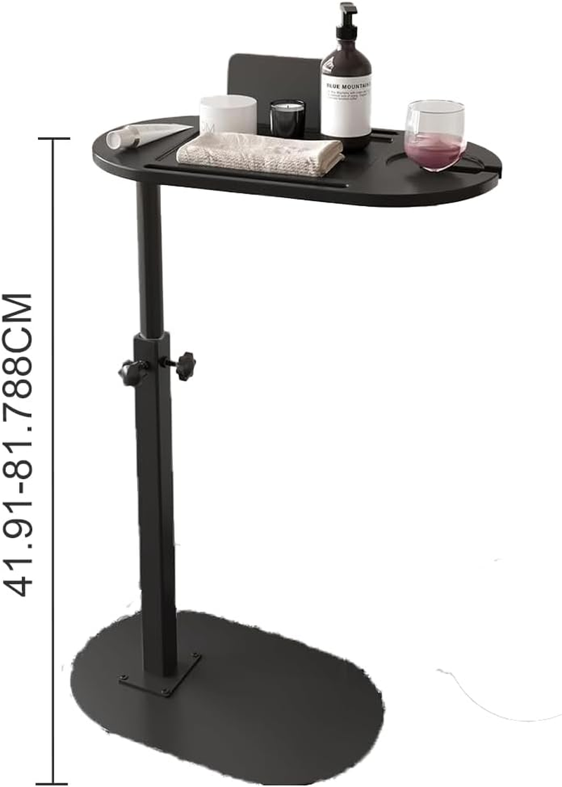 Adjustable Bathtub Table,C Shaped End Table,Removable Storage Rack,Bedside Storage Shelves,Liftable Side Table, Bamboo Tray Tables,For Sofa,Bed,Bathtub image number 4