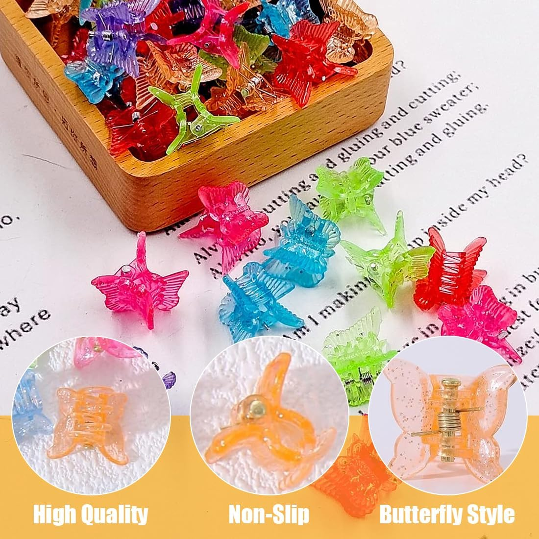HQR Pack of 30 Women'S Small Non-Slip Hair Clips, Mini Hair Clips, Butterfly Hair Clips, Cute Hair Clips, Small Decorative Hair Clips, Wedding Hair Clips image number 5