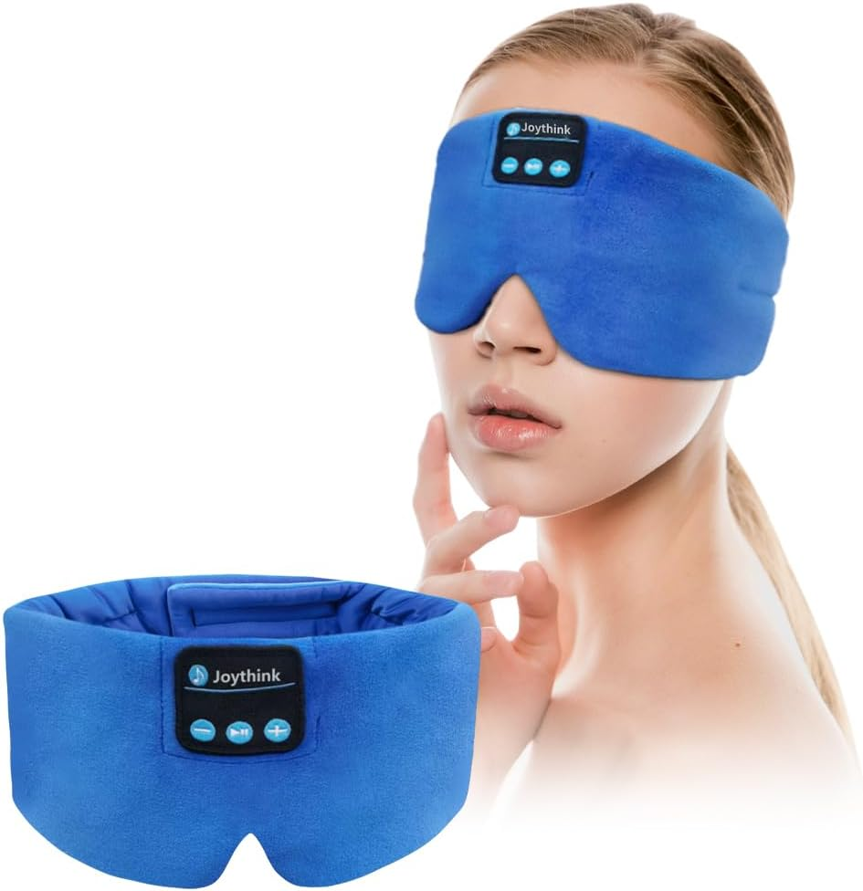 Joythink Sleep Headphones Bluetooth Sleep Mask Silk Headband Earphones Bluetooth Eye Mask for Sleeping on Side Blackout Soft Sleep Earphones Music Kids Children Eye Cover Purple