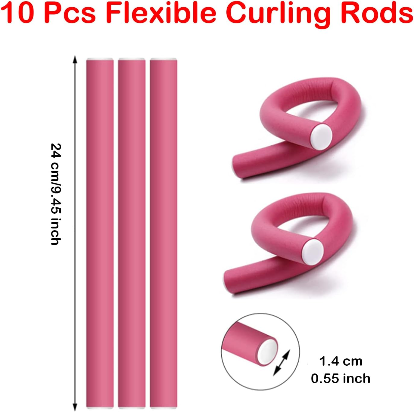 Paifeancodill 10 Pcs Flexible Curling Rods, Hair Rollers Twist-Flex Curlers with Soft Foam, 9.4&rdquo; Heatless Curls Rods, No Hurt the Hair Fluffy Foam Curling Iron Curlers for Short, Medium and Long Hair image number 2