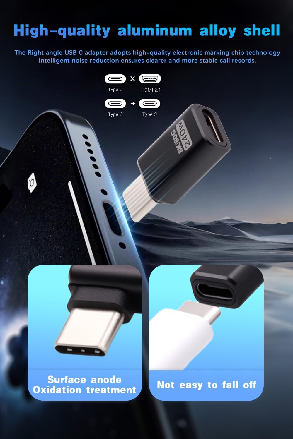 Duttek 80G 240W USB C Male to Female Adapter, USB C Extender Adapter Connector Compatible with Thunderbolt 5 Cable for Steam Deck, ROG Ally, Switch, Notebook, PC, Tablet, Phone 2 Pack image number 5