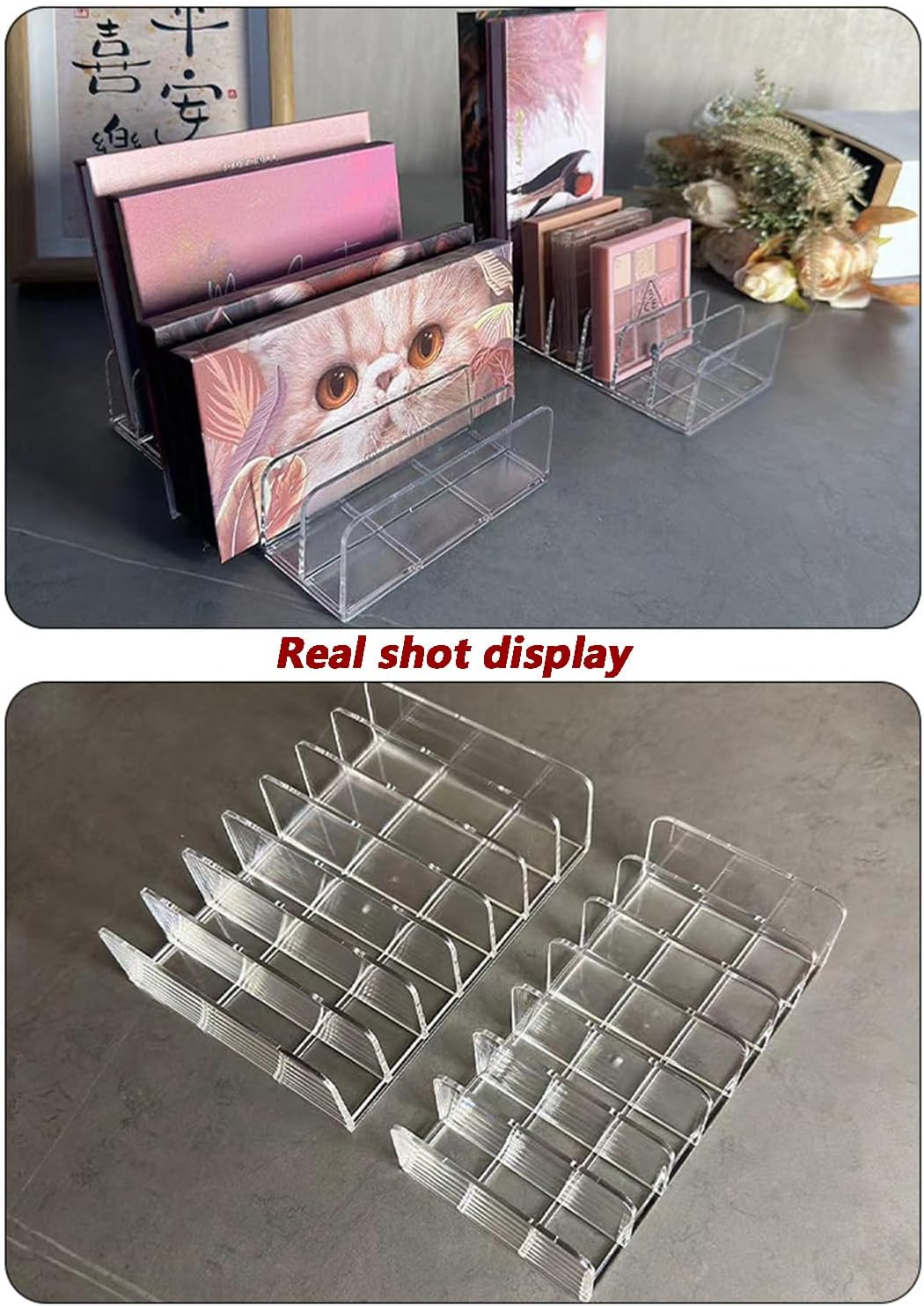 Taicols Stackable Clear Plastic CD Holder, CD Rack DVD Storage, DVD Transparent Storage Box, CD Display Rack Holds Acrylic DVD/CD Holder 7 Grid Holder Hold up 7 to 14 Standard CD Organization (Large)