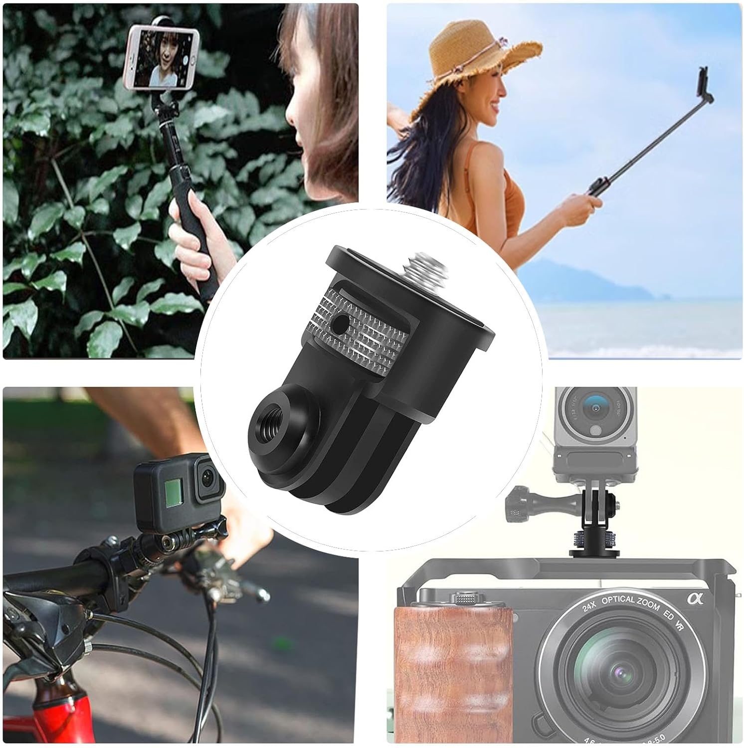 Giswell Aluminium Tripod Adapter, 1/4 Inch Camera Mount Adapter, Aluminium 1/4 Inch Camera Mount Adapter, for Insta360 ONE R X2 for Gopro 10 9 8 MAX image number 1