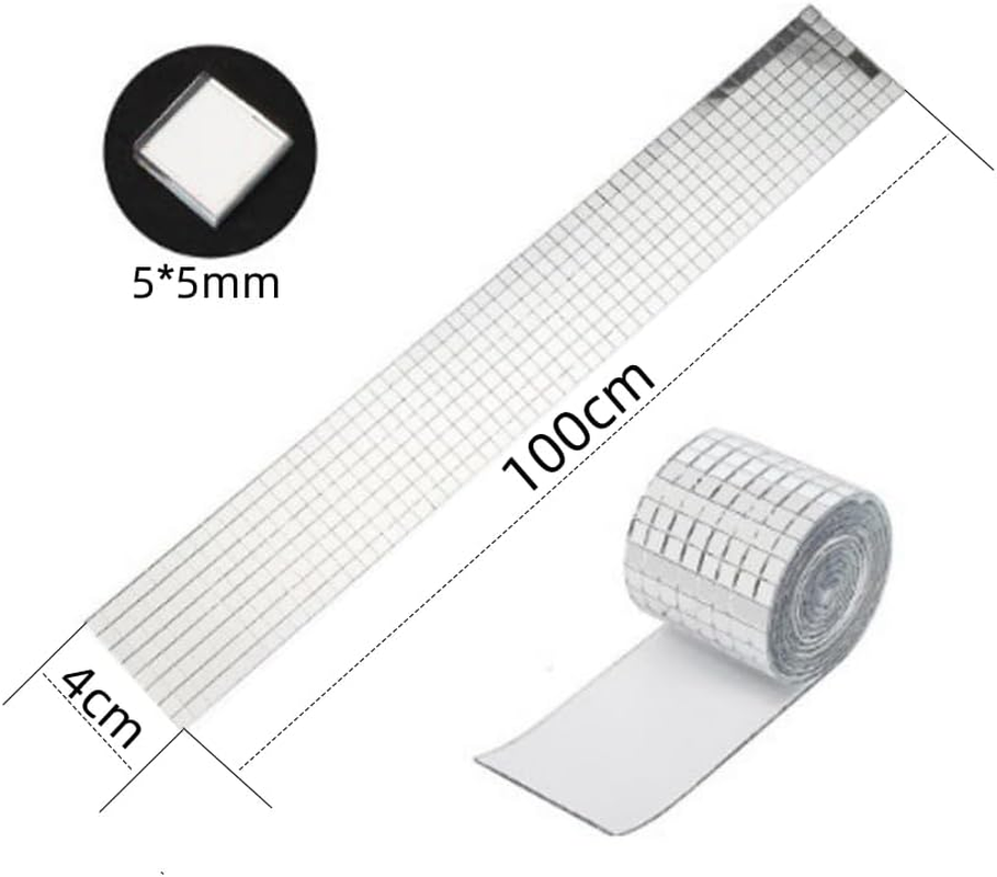 Changyeah 5 Rolls 8000 Pieces Self-Adhesive Mosaic Tiles Square Glass Mirrors Mosaic Tiles Mirror for DIY Craft Decoration (5Mm X 5Mm, Silver) image number 4