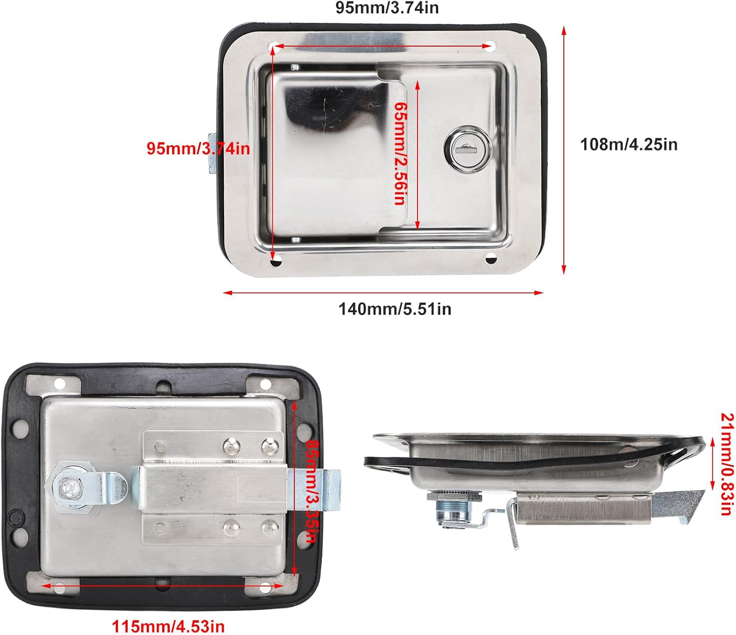 Jiawu RV Truck Door Tool Box Lock, Trailer Toolbox RV Handle Latch with 2 Keys, Stainless Steel Paddle Latch Pull Handle Lock for Rvs Trailers Door Electrical Cabinet