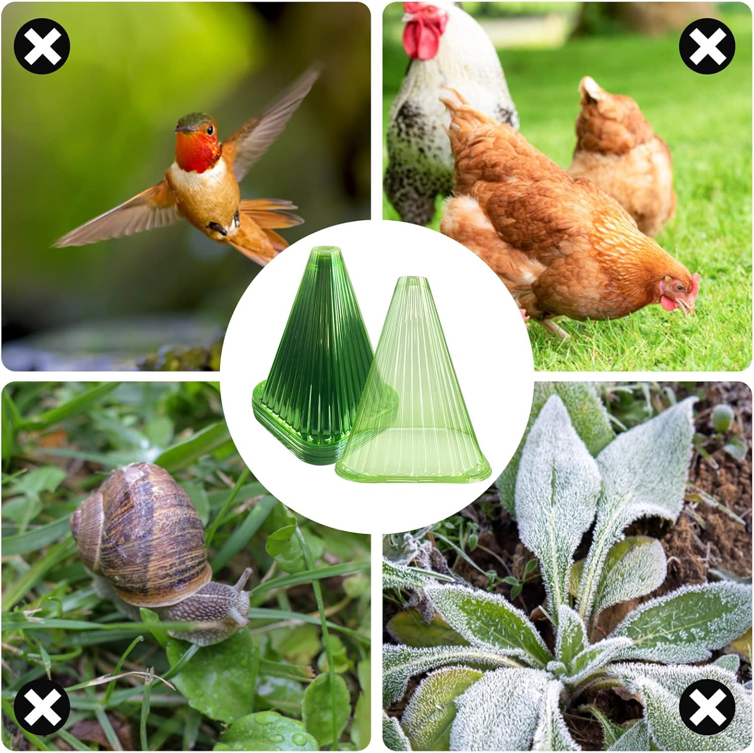 Foxtell 30 Pack Garden Cloches for Plants, 7.7" D X 8.7" H Reusable Plant Bell Cover,Protects Plants from Birds, Frost image number 5