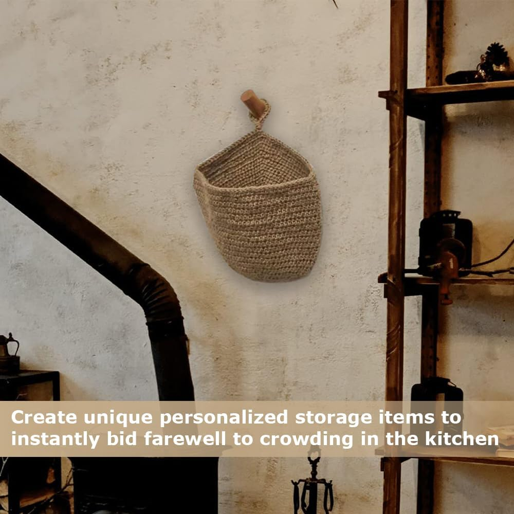 3-Piece Woven Wall Hanging Basket, Cotton Rope Storage Baskets, Rustic Wall Mounted Decorative Organizer, for Entryway, Bathroom, Bedroom (Mini Small Medium, Natural Jute Color) image number 1