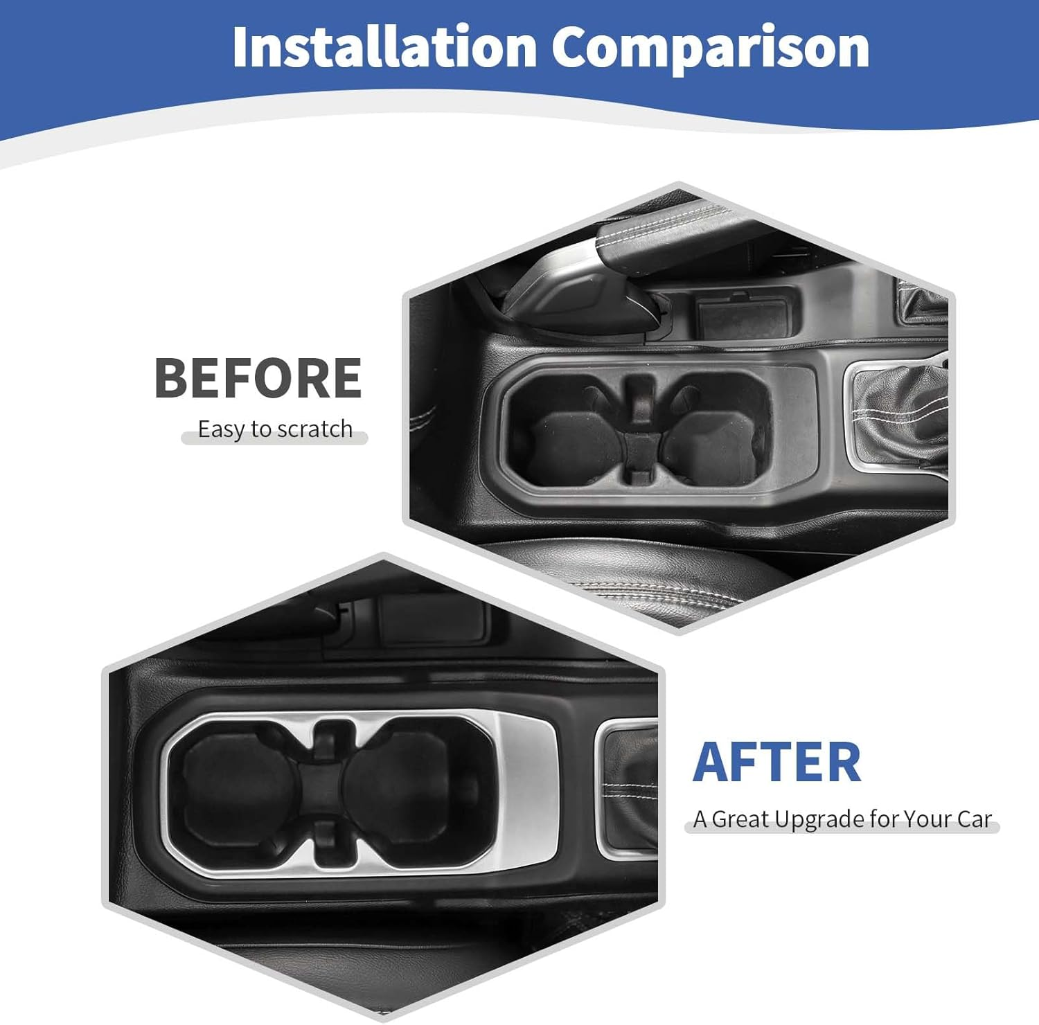 RT-TCZ for Wrangler JL Front Cup Holder Trim Silver for Jeep Wrangler JL JLU Gladiator JT 2018-2024 Silver Interior Accessories - Carbon Fiber image number 7