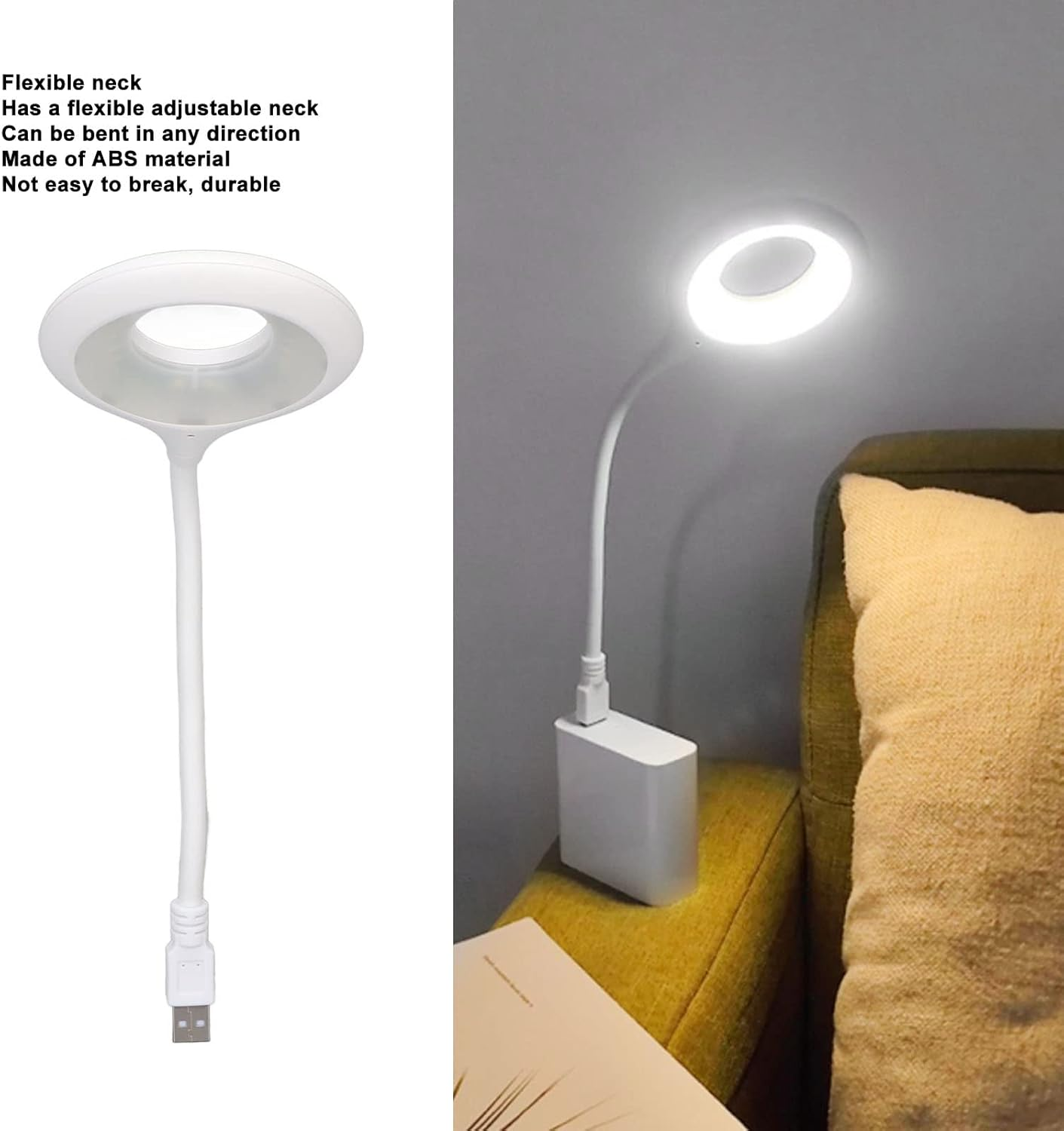 USB Reading Light, USB LED Light Lamp for Power Bank 5Pcs USB Voice Control Night Light 3 Colors Eye Smart Small Night Light for Home Bedroom Office image number 3