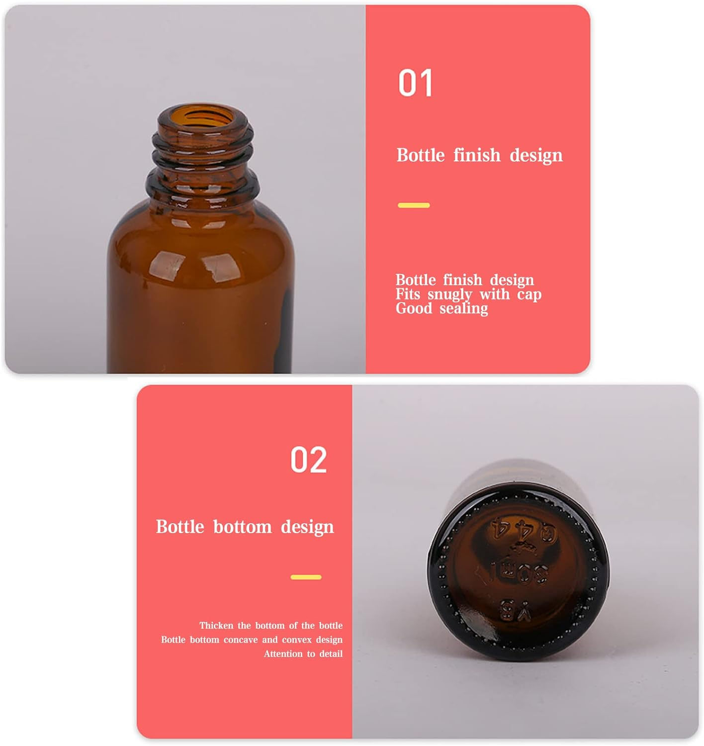 25 PCS Glass Tincture Bottle, Boston round Glass Bottle Amber, with Glass Dropper 5Ml