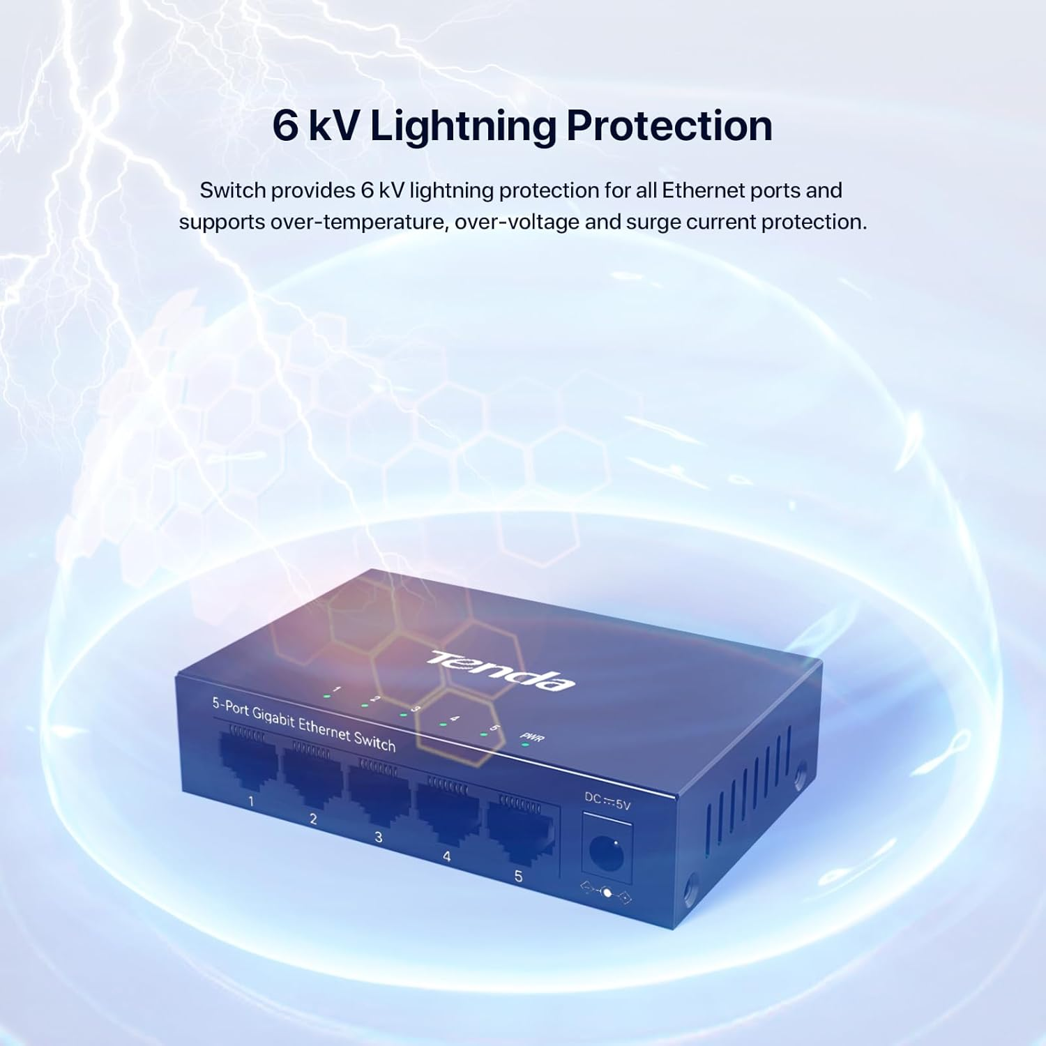 Tenda 5 Port Gigabit Ethernet Switch, Desktop Ethernet Splitter, Unmanaged Network Switch Hub, Plug & Play, Wall-Mount, Fanless Quiet, Metal Design, Traffic Optimization (TEG1005M) image number 1