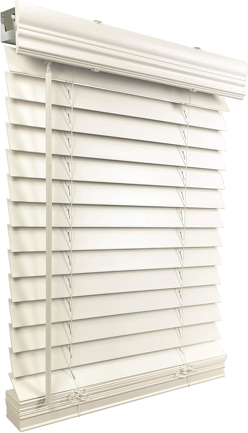 US Window and Floor 2" Faux Wood 21.75" W X 48" H, inside Mount Cordless Blinds 21.75 X 48 White image number 3