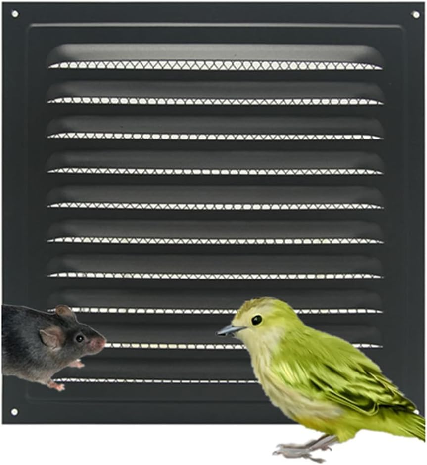 Attic Vent Soffit Vent Wall Vent Metal Shed Vent Square Vent Louver Vent Grille with Built-In Insect Screen for Home Improvement Vent Duct Cover 25X25Cm