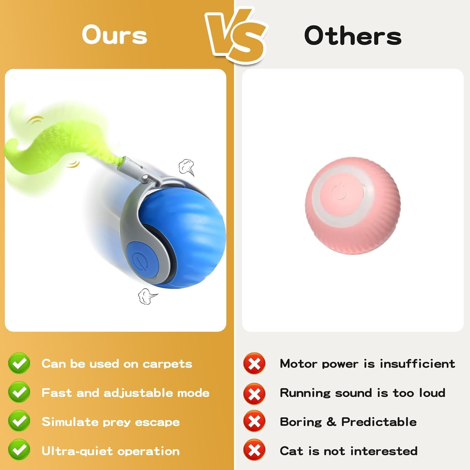 Interactive Cat Ball Toy, Rechargeable Pet Smart Chase Rolling Ball, Automatic Obstacle Avoidance Cat Toy with Anti-Scratch Cover for Bored Indoor Cat Exercise (Blue) image number 5