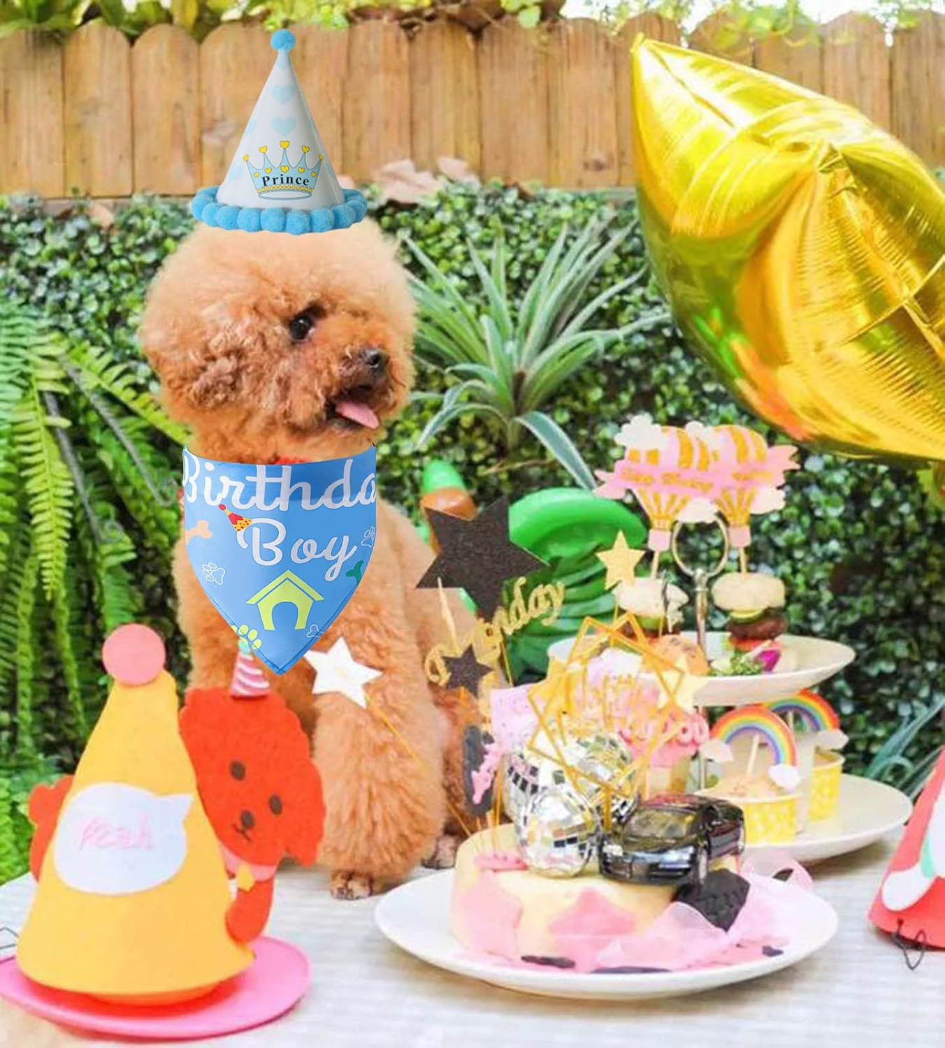 Dog Birthday Bandana and Hat Kit,Triangle Dogs Scarf with Birthday Boy/Girl Decorations,Puppy Birthday Cake Outfit Gift Pet Party Supplies Accessories (Pink) image number 2