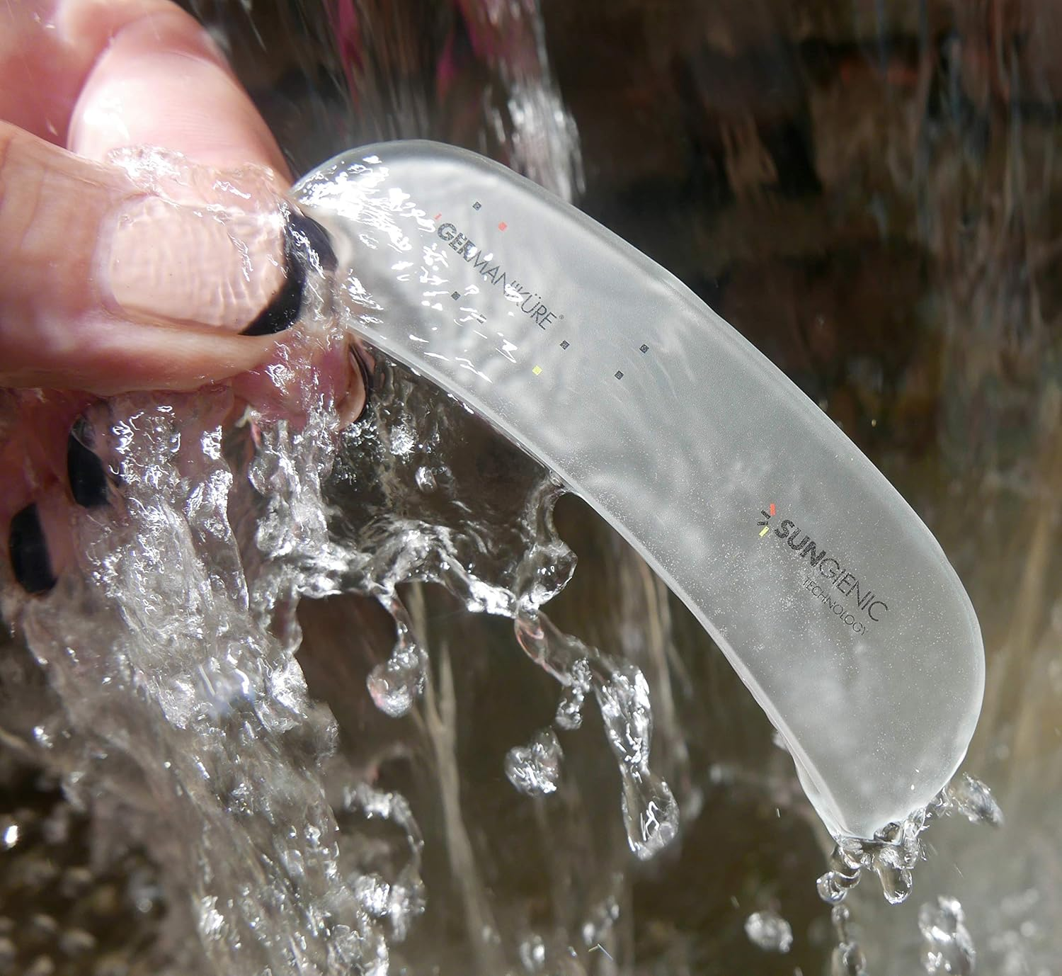 Germanikure 4Pc Genuine Crystal Glass Nail File Set - Moon File, Manicure Stick, Nail File, Pedicure Bar in Leather image number 1