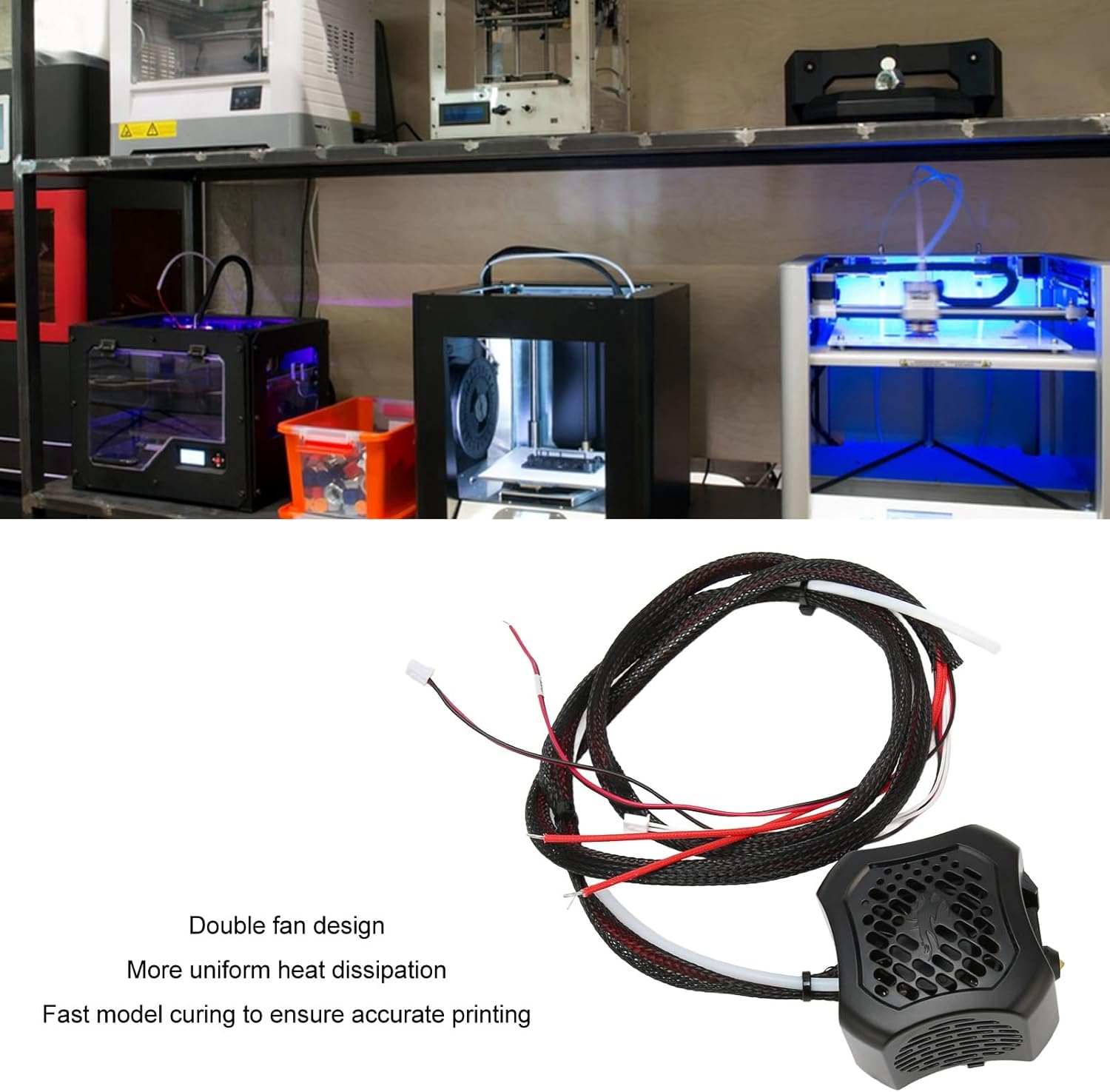 Ender 3 V2 Full Hotend Kit, Integrated Full Assembled Extruder Kit with Dual Fans for Ender 3 V2 3D Printer, Metal 3D Printer Hotend Kit Full Set Uniform Printing, 3D Printer Parts image number 3