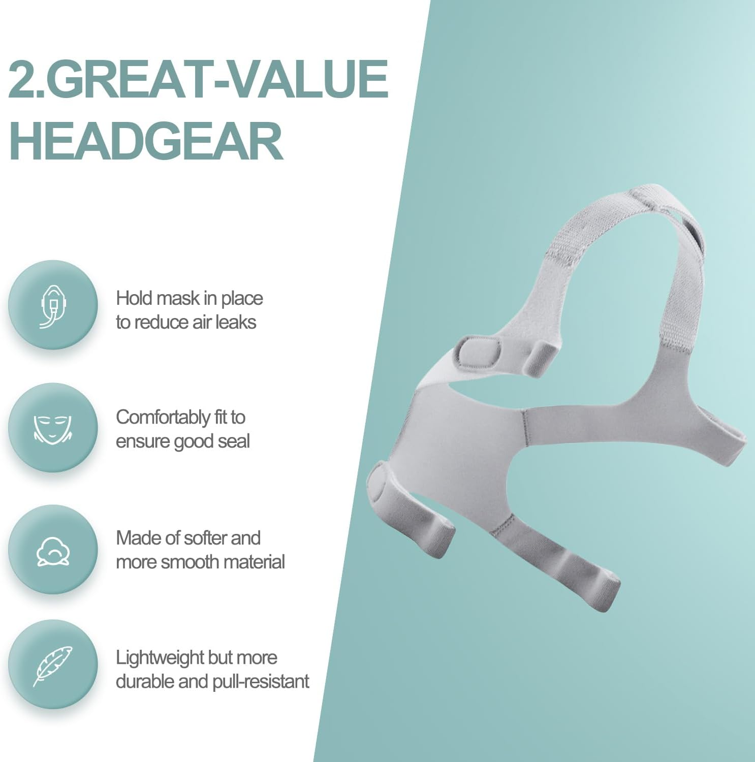 2Pack Replacement Headgear Are Compatible with WISP, Standard Mask Straps, Snugly Fit and Reduce Air Leaks, Frame and Clip Not Included, Great-Value Supplies by Airsmart. image number 1