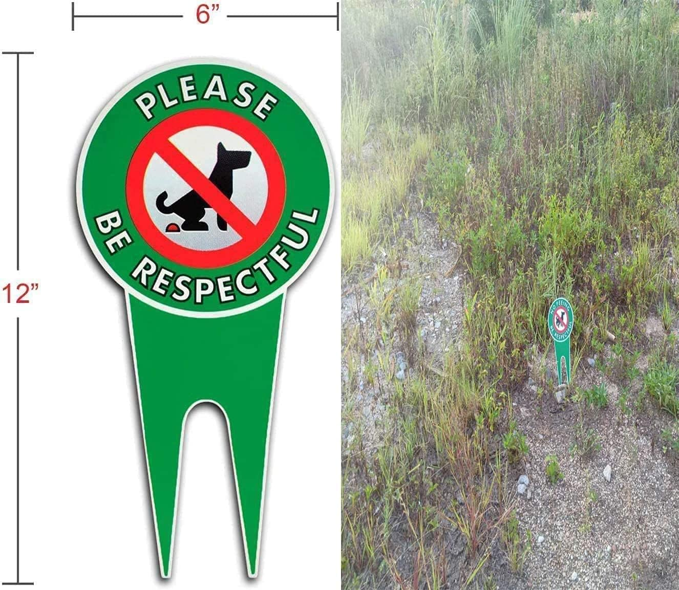 Eletina Art Lawn Decoration No Peeing Be Respectful Dog Sign Stop Dogs from Pooping and Peeing on Your Lawn Sign Politely Reads Please Be Respectful Protect Your Property! (6 X 12 in 1 Piece No image number 2