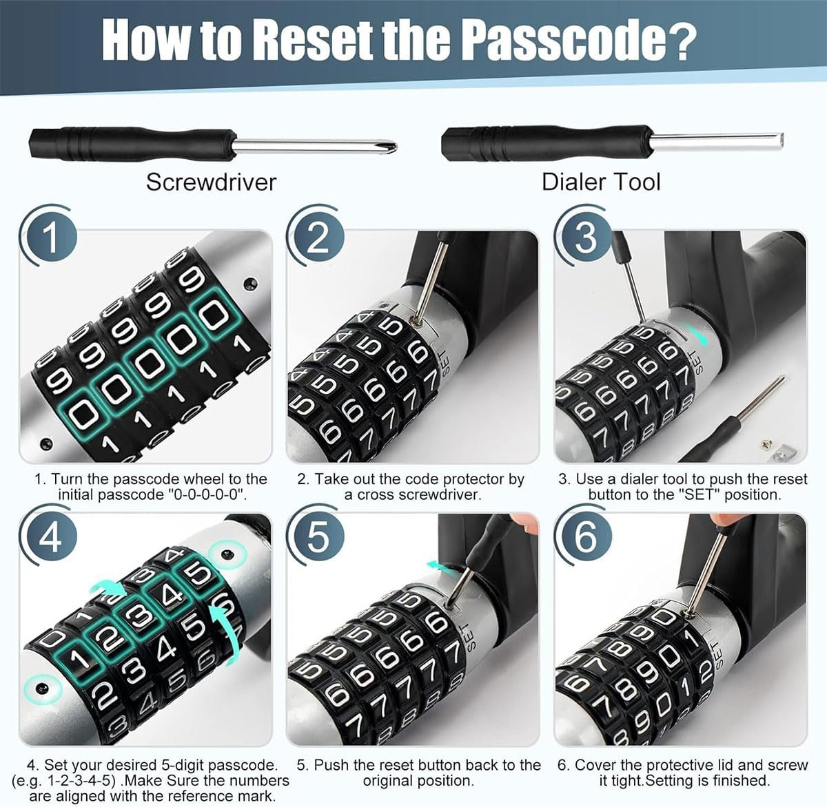 AIMALL Adjustable Steering Wheel Code Lock for Cars, Heavy-Duty Anti-Theft Security Lock with Steel Body and Combination Lock, 18.3In&ndash;28.1In, Black, Scratch-Resistant Cover image number 2