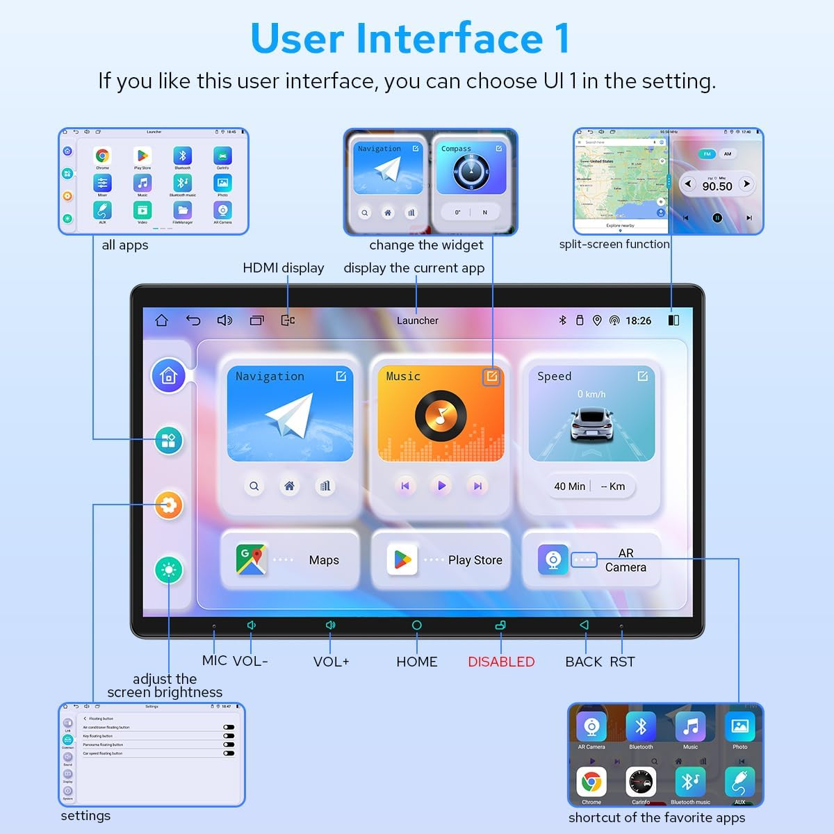 Joying Newest 13.3 Inch Car Radio Wireless Carplay Qualcomm Snapdragon Head Unit Single Din 8GB+128GB Supports Android Auto, Bluetooth, AM/FM, SWC, Coaxial Output, Optical Output(Jy-Uzs13N8) image number 3