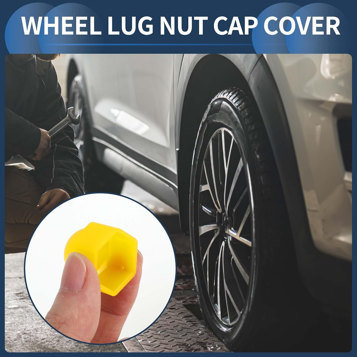 INFINAUTO Wheel Nut Bolt Outer 21 Mm Rims Tyre Nut Screws Dust Cap Cover Nut Protection Plastic Yellow image number 4