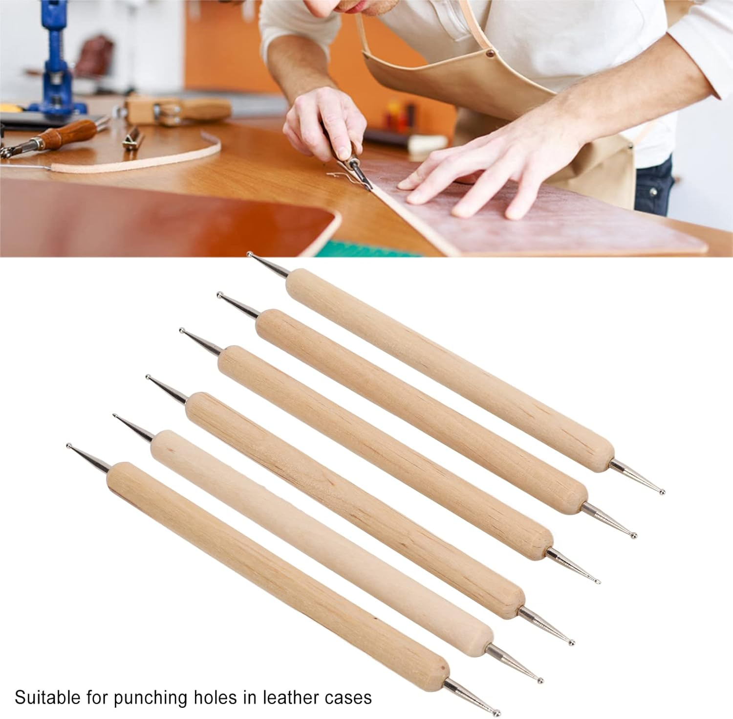 BAOFUYA Embossing Pen Tools with Double End, 6 Pieces Dotting Pen, Nail Art Dotting Tools for Rock Painting, Ceramic Modeling, Embossing image number 5