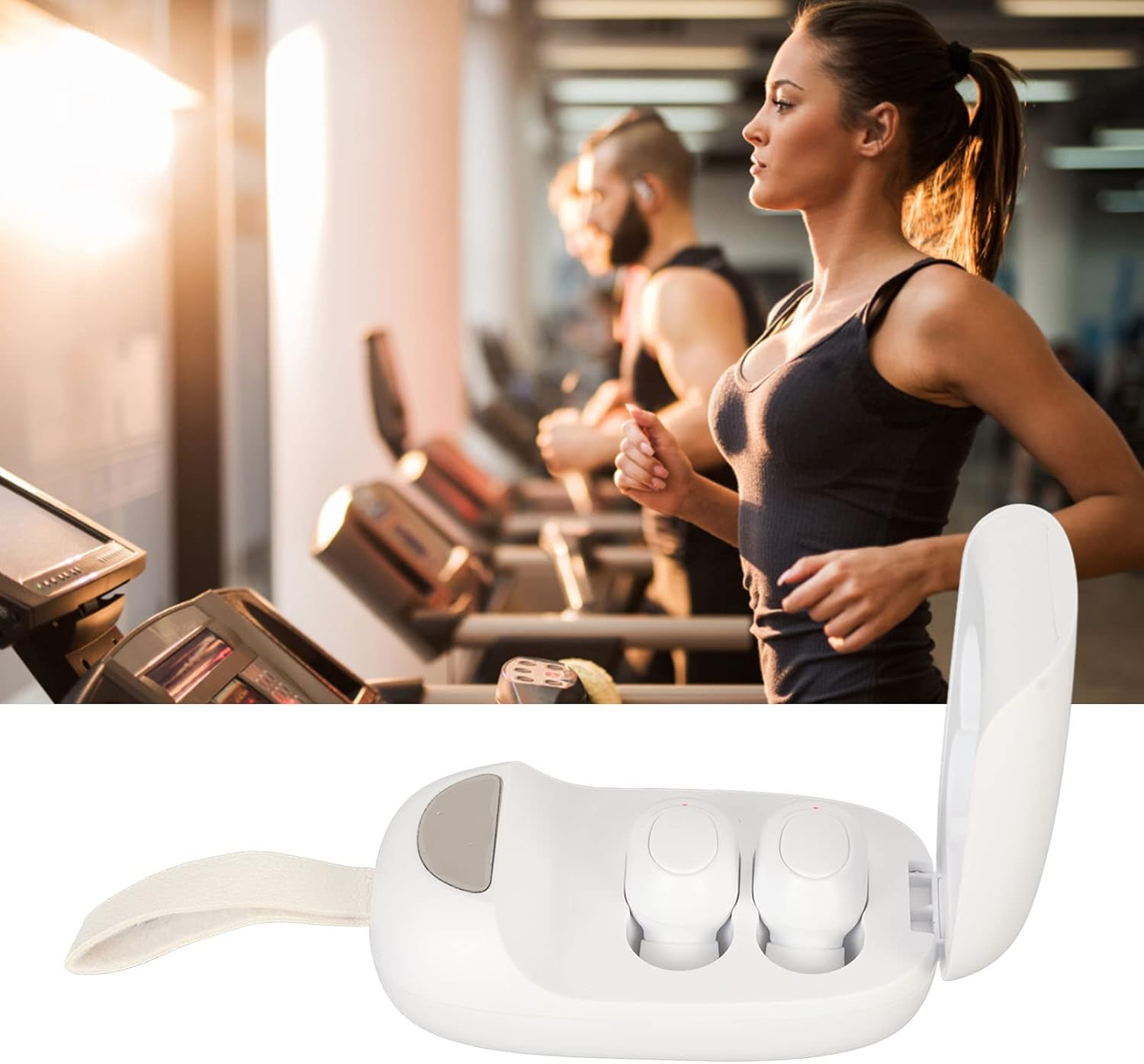 Bluetooth Earbuds Stereo IPX7 Heavy Bass Digital Power Display Wireless Earphones with Charging Case for Sports Fitness Running Black (白) image number 4