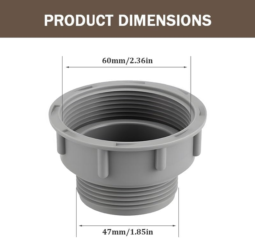 Kitchen Drain Pipe Fitting with Washer, (60Mm Female Thread，47Mm Male Thread) Sink Drain Thread Adapter Kit Siphon Connector for Dining Room Sink，1Pcs image number 3
