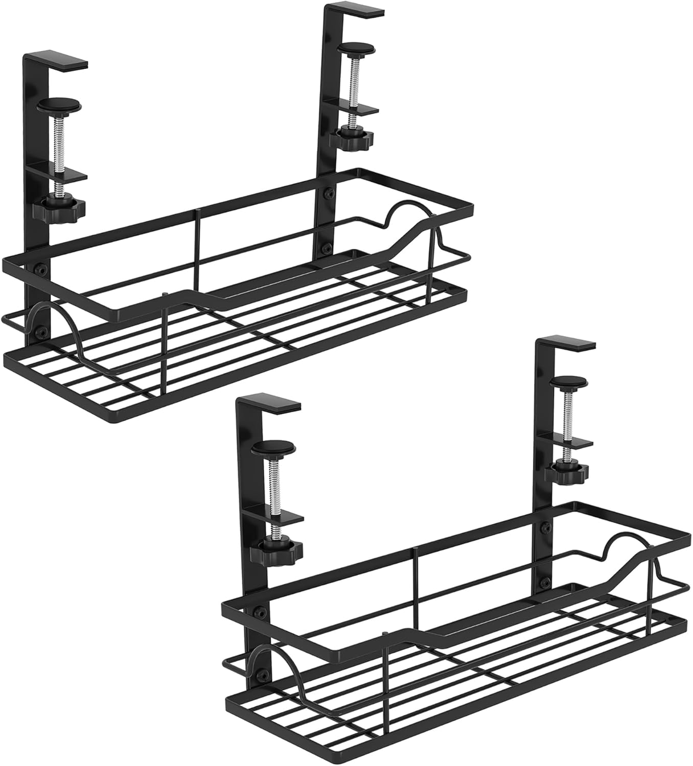 Virellisee 2 Pack under Desk Cable Management Tray No Drilli, Metal Cable Tray with Clips for Desktop Socket Management, Cord Organizer for Office and Home (Black) image number 5